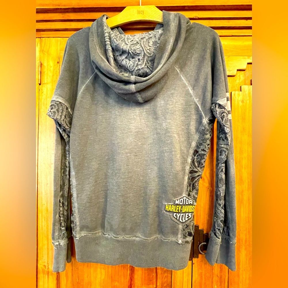 Harley Davidson Lace Patchwork Distressed Zip Hoo… - image 8